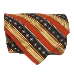 XMI Italian Silk Tie Woven Hand Tip Tac & String 56.5"X4" Red Blue Gold VTG USA